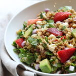Chopped Strawberry Farro Salad with Honey Balsamic Vinaigrette