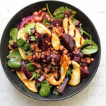 Wilted Spinach Salad with Beets and Halloumi