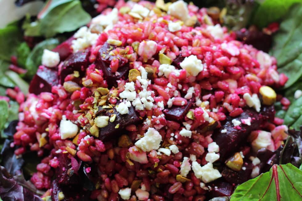 Farro Salad with Roasted Beets and Goat Cheese