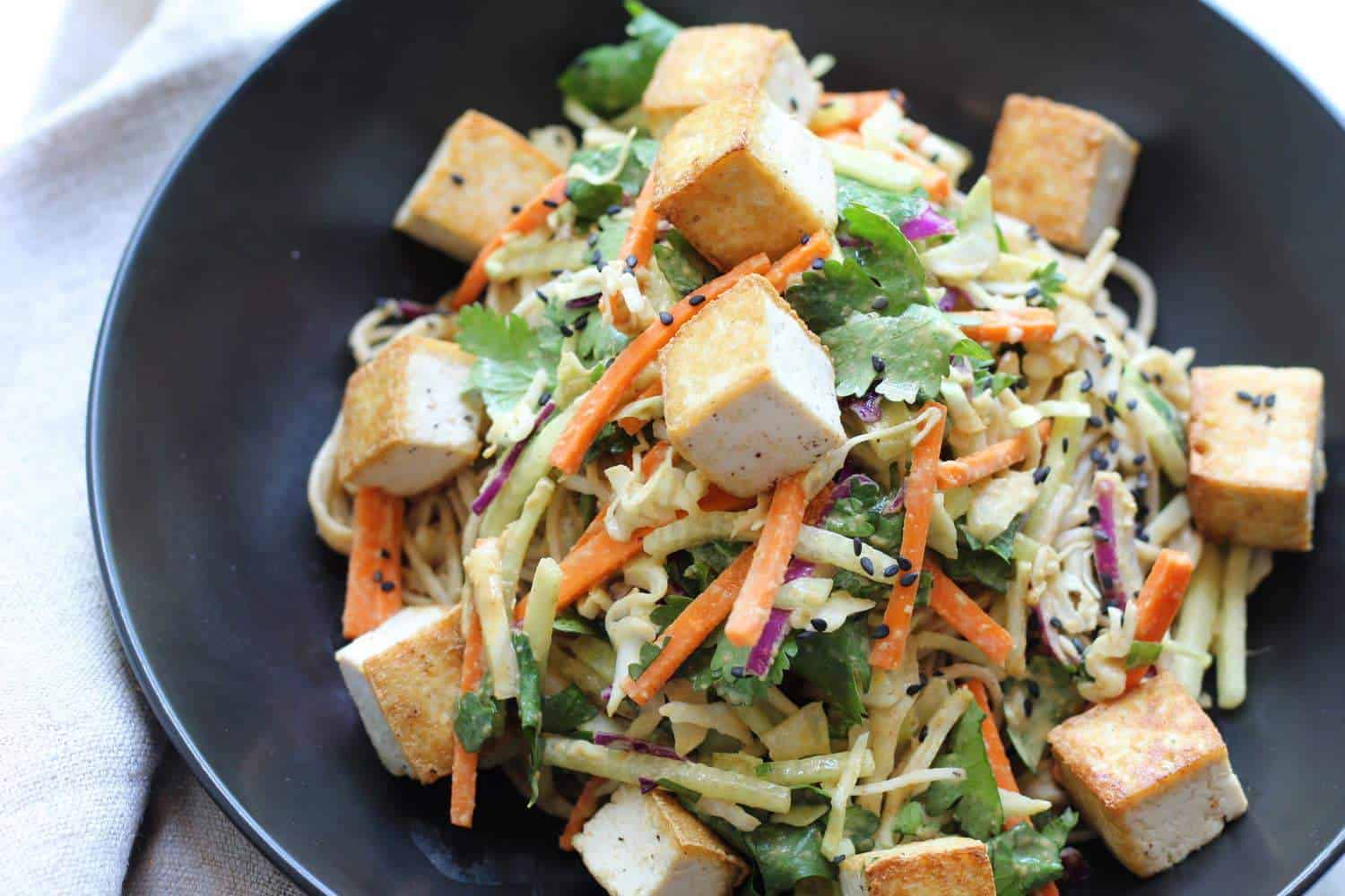 Sesame Noodle Bowls With Seared Tofu