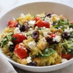 spaghetti squash, salad, greek