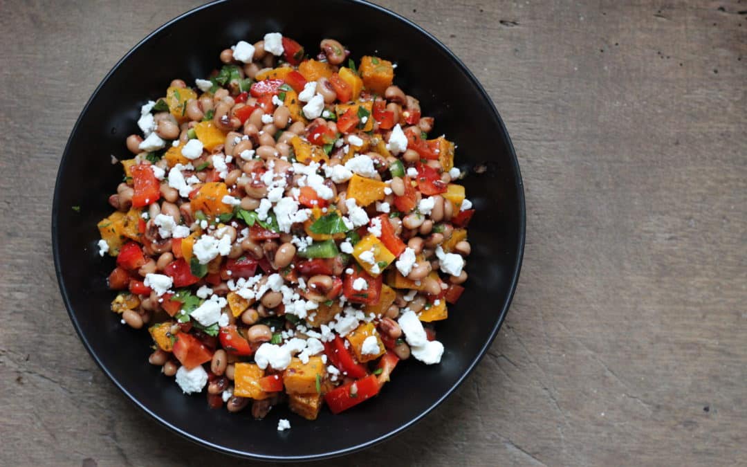 Black Eyed Pea Salad with Butternut Squash and Goat Cheese
