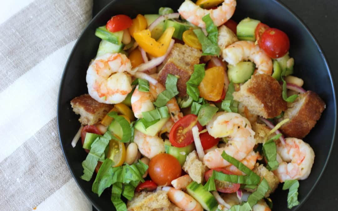 Spicy Shrimp and White Bean Panzanella Salad