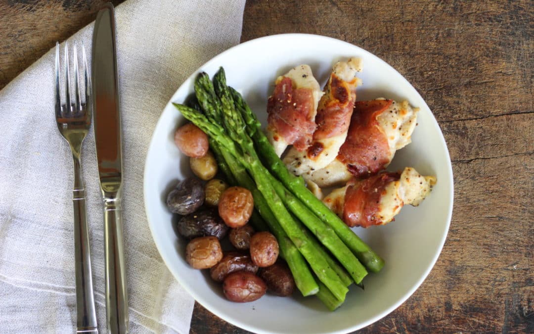 Sheet Pan Prosciutto Chicken with Potatoes and Asparagus