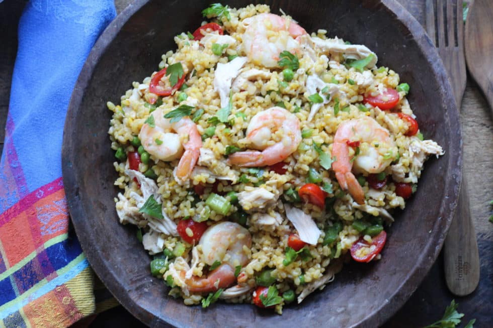 Salads, Chicken, Shrimp, Gluten-Free, Rice, Saffron, Summer