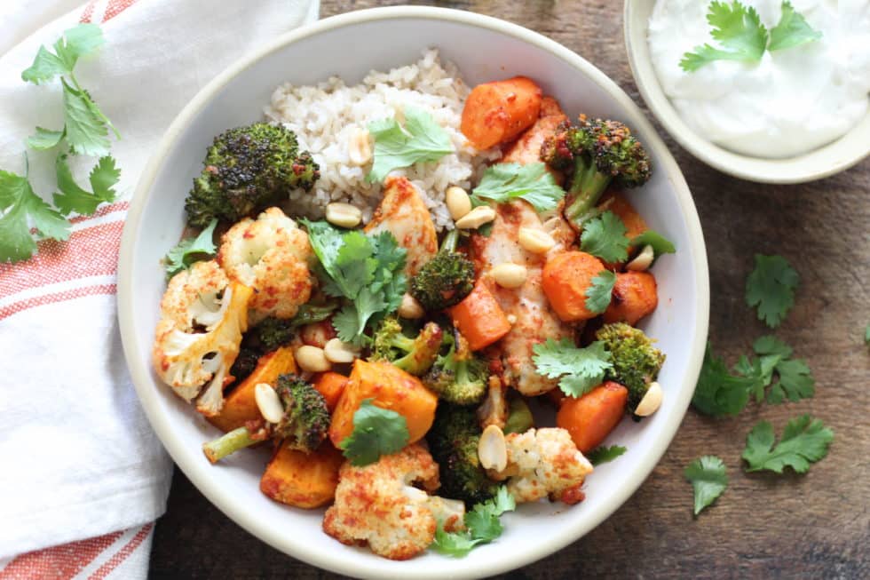 Sheet Pan, Winter, Curry, Chicken, Dinner, Bowls