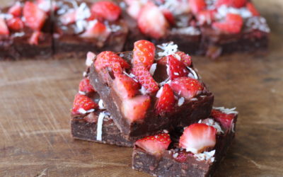 Double Chocolate Strawberry Coconut Brownies