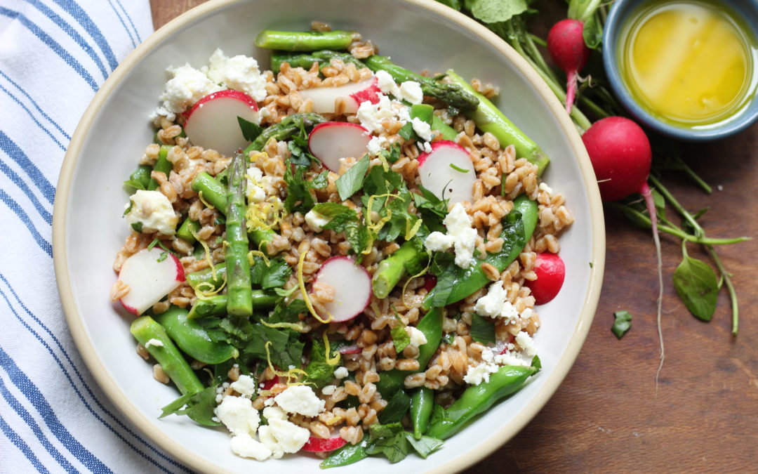 Spring Farro with Asparagus, Snap Peas and Radishes