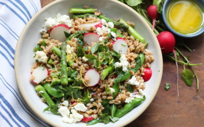 Spring Farro with Asparagus, Snap Peas and Radishes