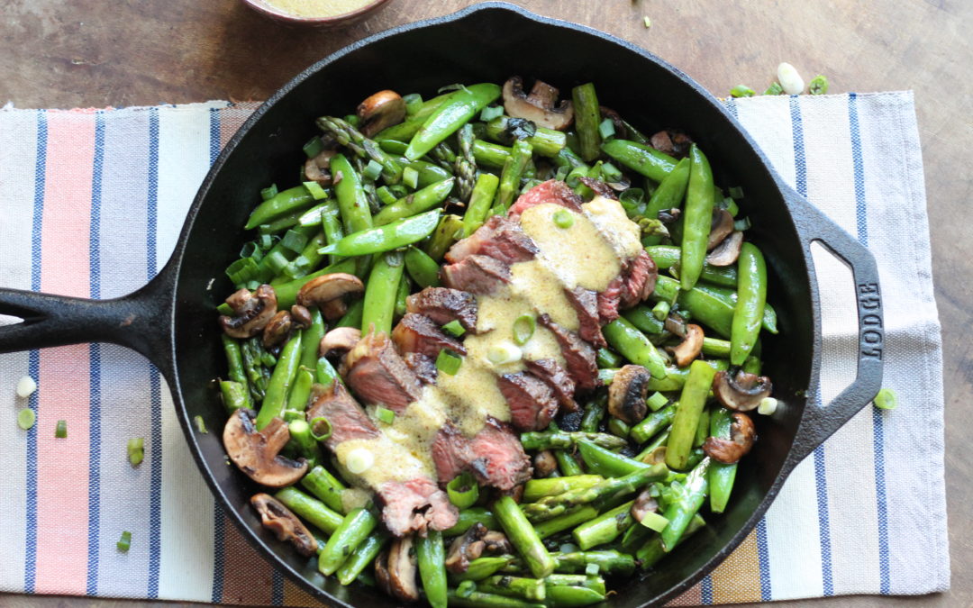Steak and Spring Vegetable Skillet with Spicy Mustard Cooking Class