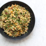 freekeh salad with butternut squash walnuts and raisins