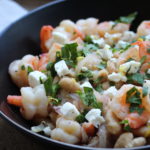 one skillet lemony shrimp with white beans and feta