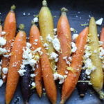 roasted rainbow carrots with feta lemon and truffle oil