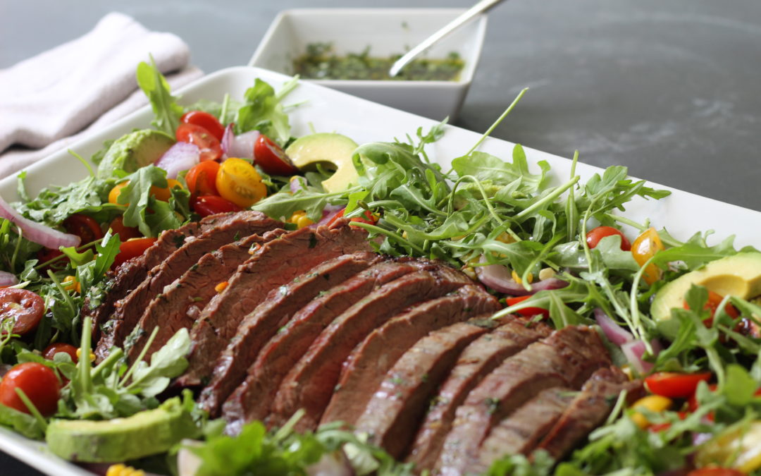 Grilled Flank Steak Salad with Chimichurri Sauce