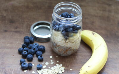Blueberry Peanut Butter Overnight Oats Breakfast, Oatmeal, Quick & Easy