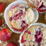 Top View of Freshly Baked Delicious Strawberry Oats Muffins