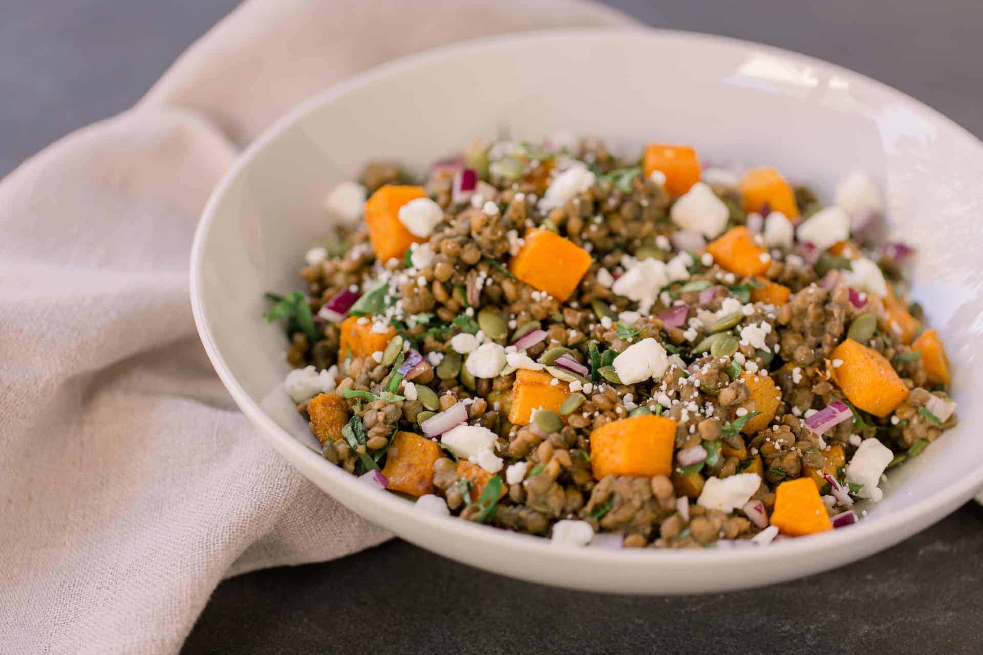 Warm Fall Lentil Salad with Butternut Squash & Goat Cheese - Fully ...