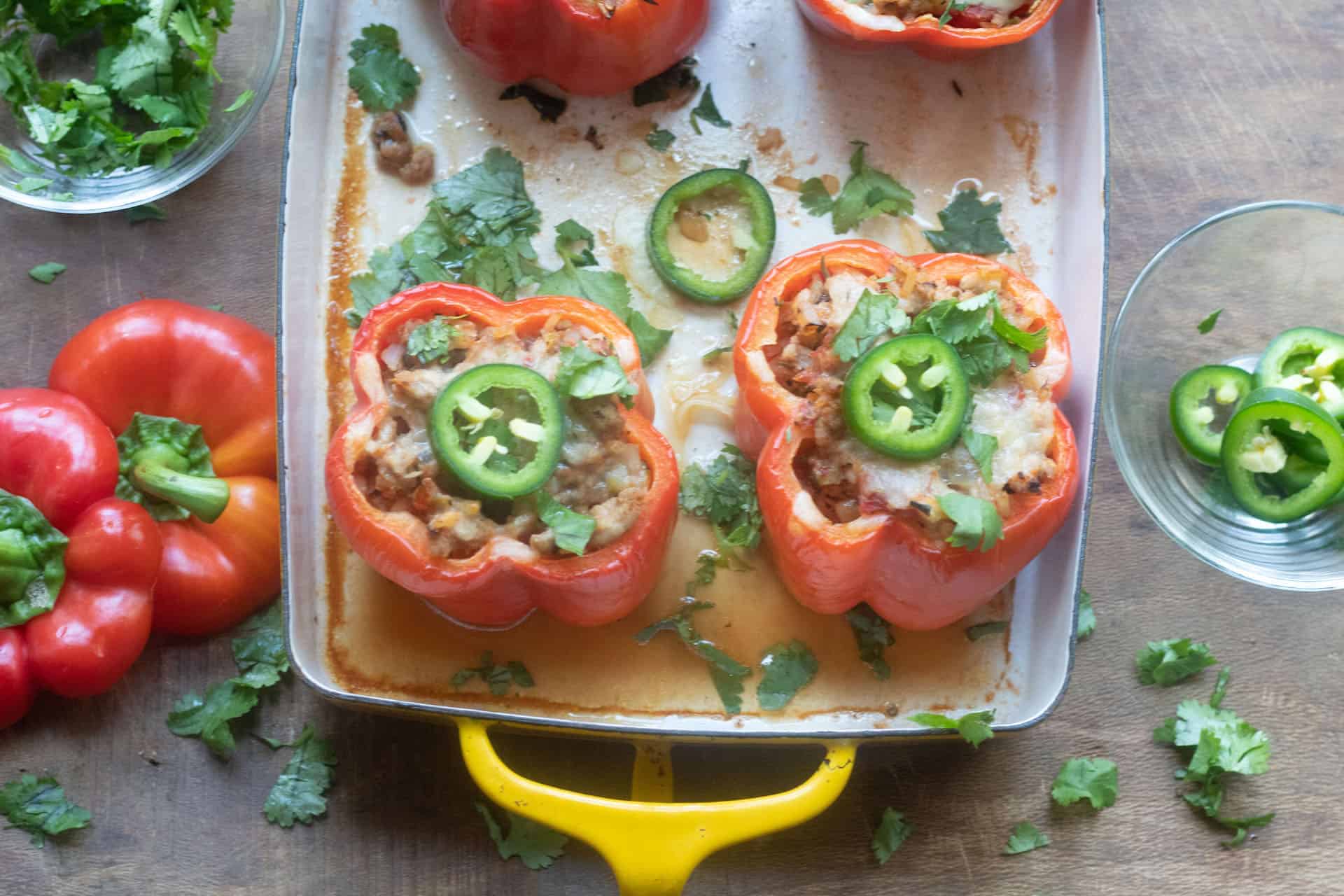 Mexican stuffed bell peppers with turkey and rice fully mediterranean