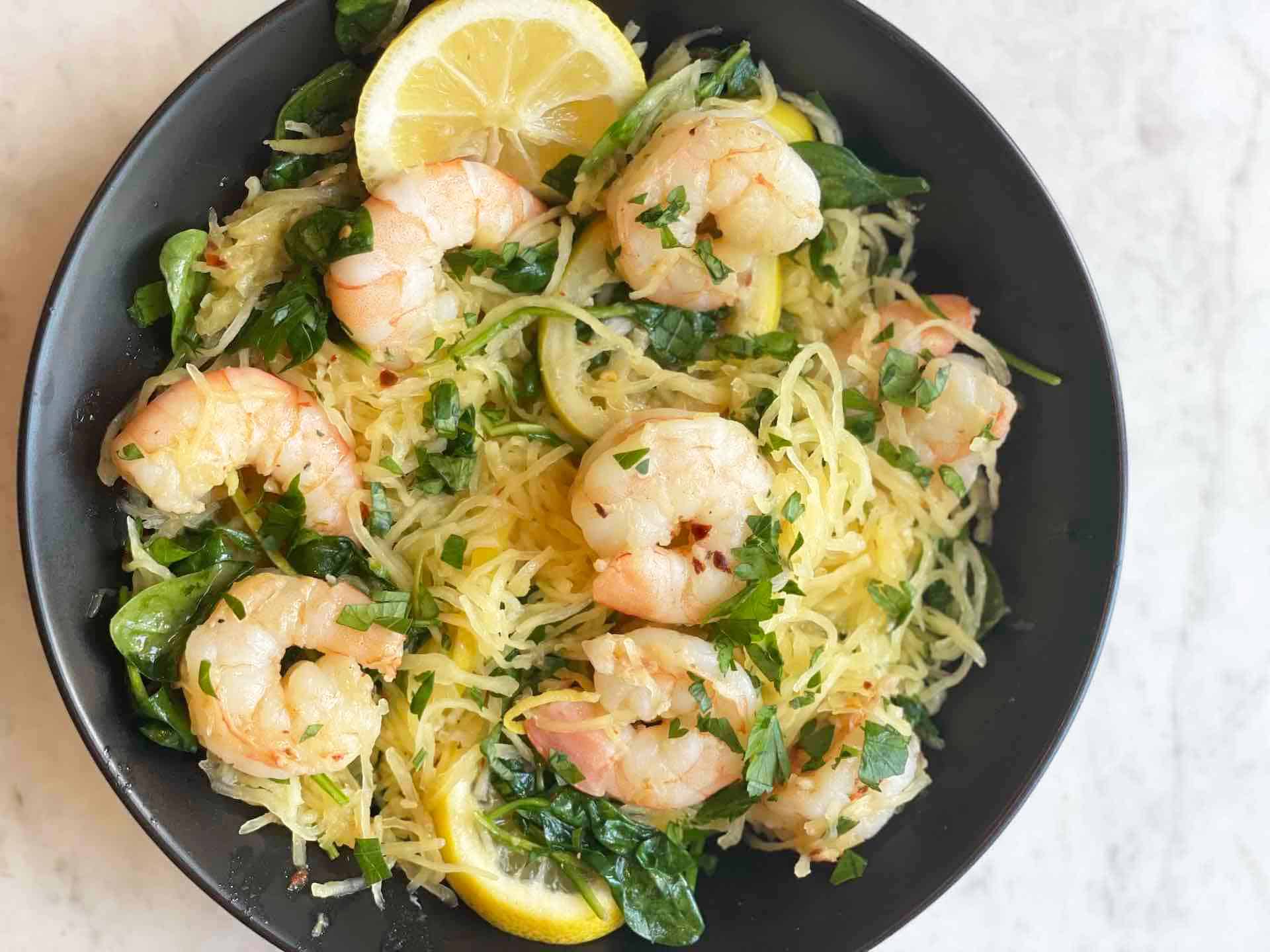 mediterranean spaghetti squash shrimp scampi fully mediterranean