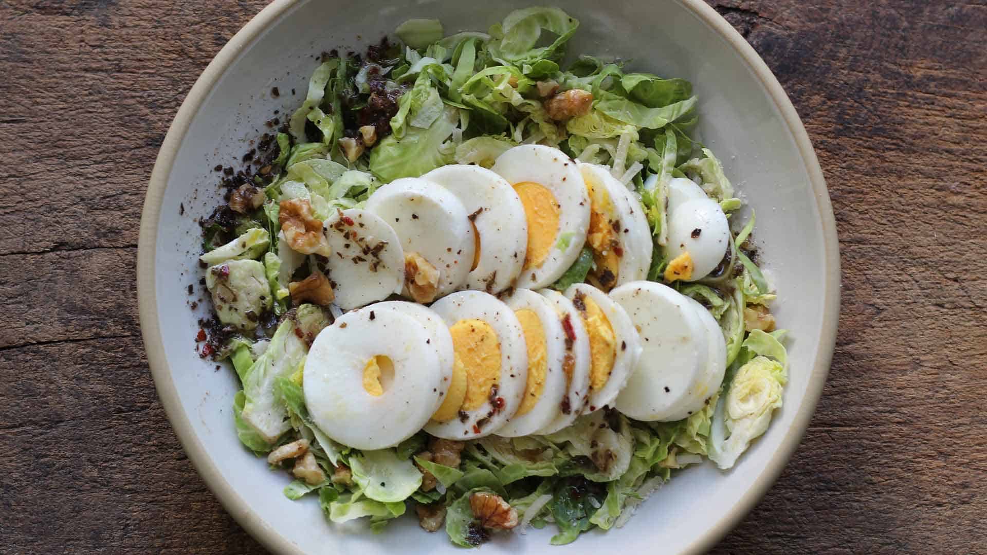 shaved brussels sprouts salad with egg