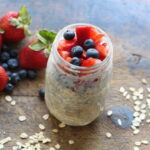 kefir overnight oats with strawberries and blueberries