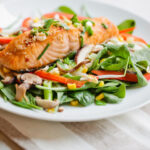 sizzling salmon and spinach salad