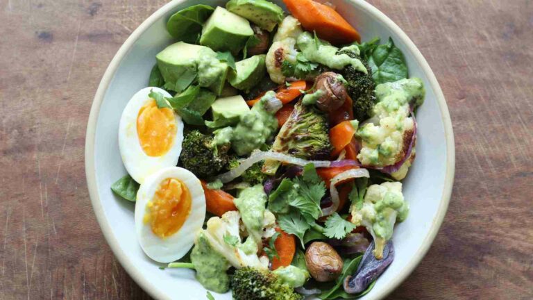 Roasted Veggie Bowl with Green Tahini Sauce