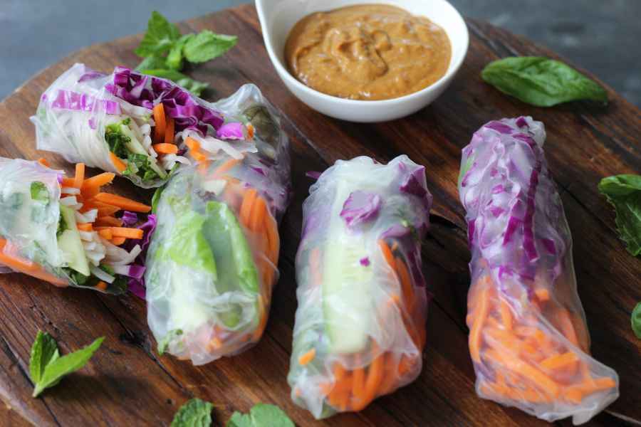 Rice Paper Rolls with Peanut Sauce - Liv Vegan Strong