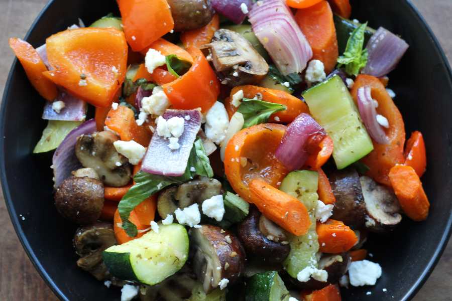 Mediterranean Roasted Vegetables with Feta and Basil