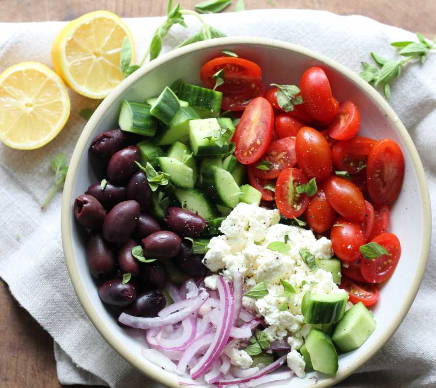 Greek Cucumber Tomato Salad with Feta and Kalamata Olives