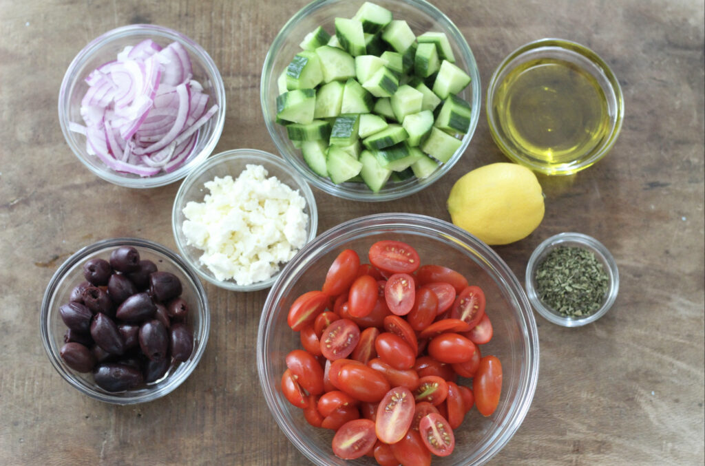 ingredients for greek cucumber salad