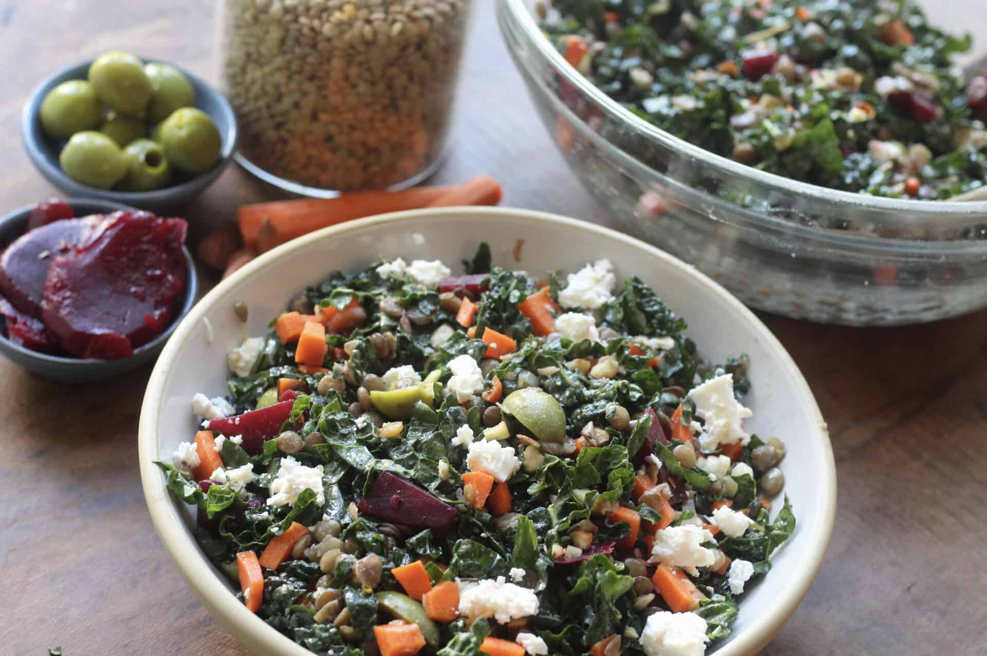 Kale and Lentil Salad with Feta