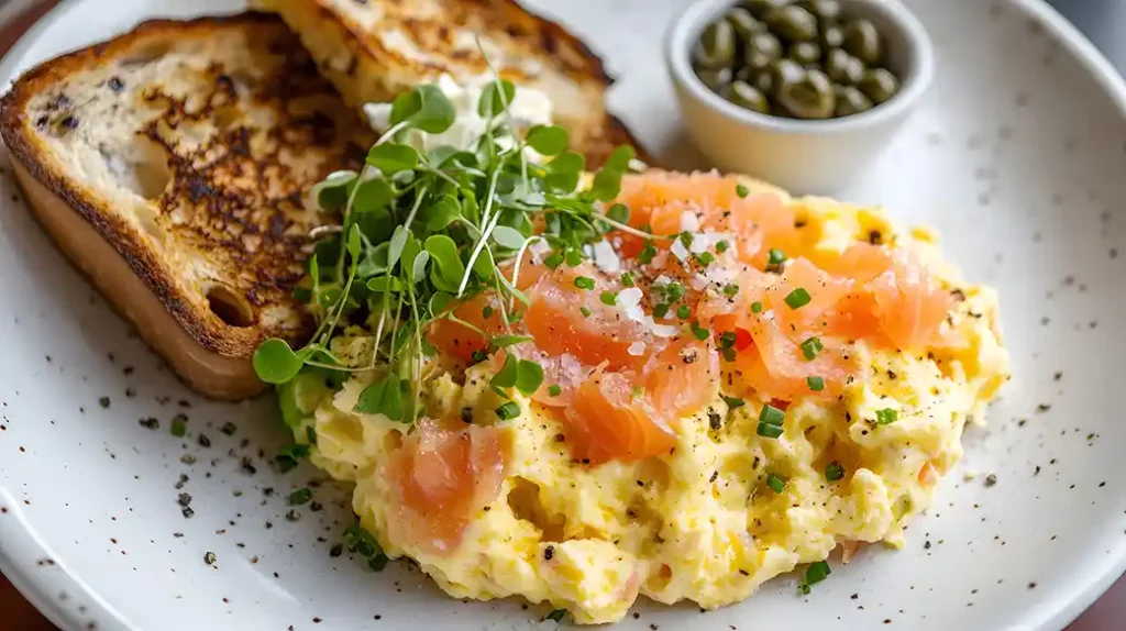 Scrambled eggs with smoked salmon